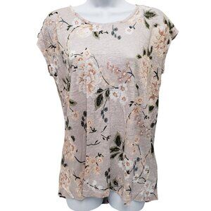 Rachel Ashwell Womens Floral Linen Top Size Medium
